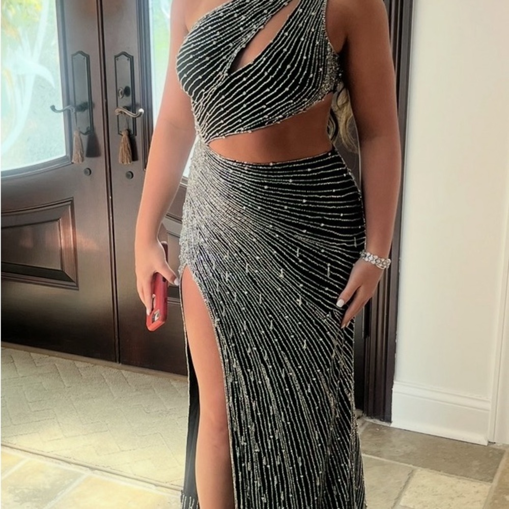 JOVANI - Black and Silver Women's dress